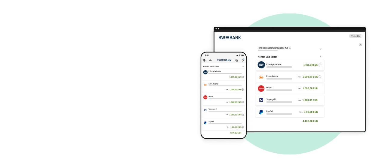 BW-Bank-Banking-App auf Handy und Desktop